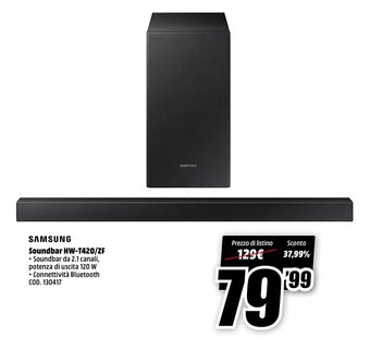 MediaWorld Samsung Soundbar HW-T420/ZF offerta