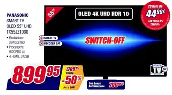Trony Panasonic Smart TV OLED 55" UHD TX55JZ1000 offerta