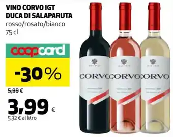 Coop Corvo Vino IGT Duca di Salaparuta rosso/rosato/bianco 75 cl offerta