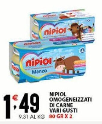 Sisa Nipiol omogeneizzati Di carne Vari Gusti 80 Gr x 2 offerta