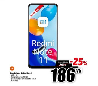 MediaWorld Redmi Smartphone Note 11 offerta
