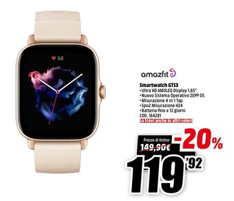 MediaWorld Amazfit Smartwatch GTS3 offerta