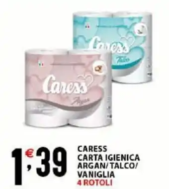 Sisa Caress Carta Igienica Argan/Talco/Vaniglia 4 Rotoli offerta