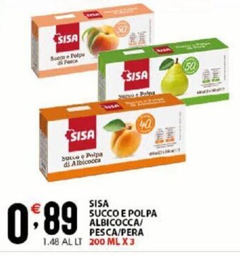 Sisa Succo E Polpa Albicocca/Pesca/Pera 200 ml x 3