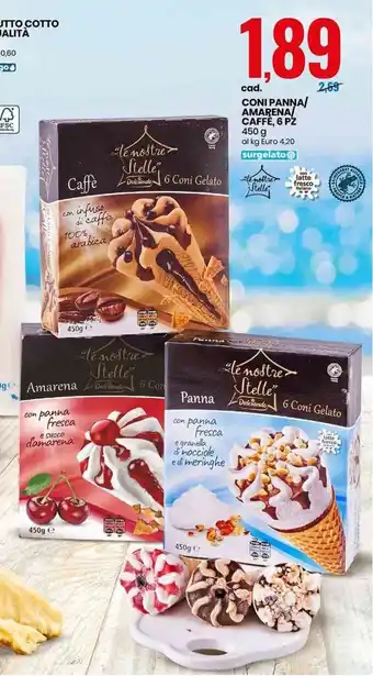 Eurospin Coni Panna Amarena Caffè, 8 Pz 450 g offerta