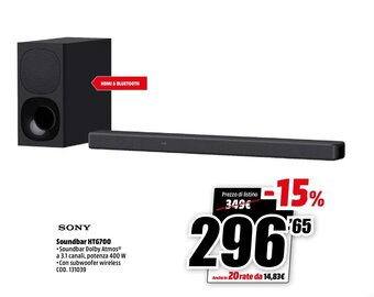 MediaWorld Sony Soundbar HTG700 offerta