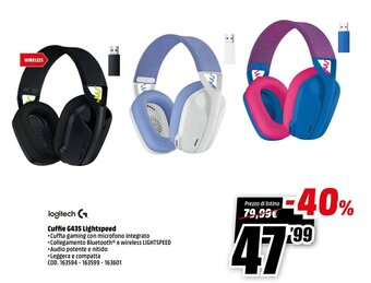 MediaWorld Logitech Cuffie G435 Lightspeed offerta