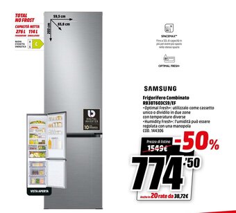 MediaWorld Samsung Frigorifero Combinato RB38T603CS9/EF offerta