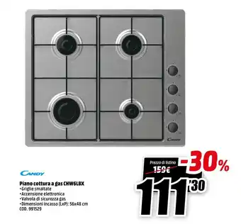 MediaWorld Candy Piano cottura a gas CHW6LBX offerta