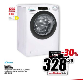 MediaWorld Candy Lavatrice CSS4127TRE offerta