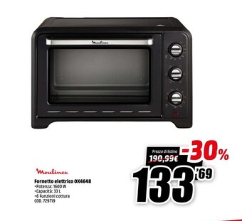 MediaWorld Moulinex Fornetto elettrico OX4648 offerta