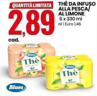 Eurospin Blues Thè Da Infuso Alla Pesca/ Al Limone 6 x 330 ml offerta