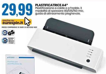 Eurospin Plastificatrice A4" offerta