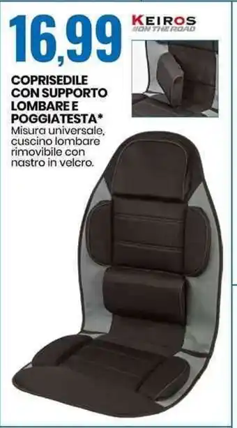 Eurospin Keiros Coprisedile Con Supporto Lombare E Poggia Testa offerta
