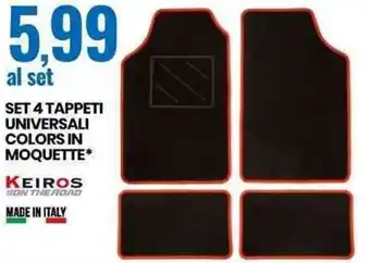 Eurospin Keiros Set 4 Tappeti Universali Colors In Moquette offerta