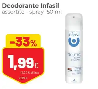 Coop Infasil Deodorante assortito spray 150 ml offerta