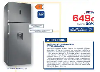 Euronics Whirlpool Frigorifero Doppia Porta WT70E 831X Aqua offerta