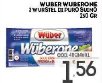 Eurocash Wüber Wuberone 3 Wurstel di Puro Suino 250 gr offerta