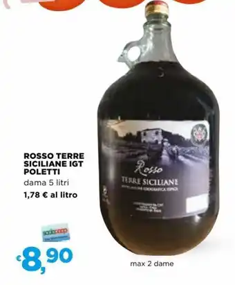 Coop Rosso Terre Siciliane IGT Poletti dama 5 litri offerta