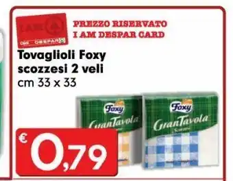 Eurospar Tovaglioli foxy scozzesi 2 veli offerta
