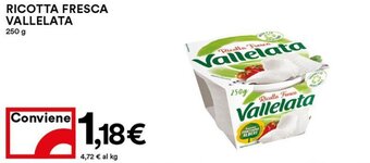 Coop Vallelata Ricotta Fresca 250 g offerta