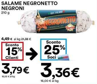 Coop Negroni Salame Negronetto 210 g offerta