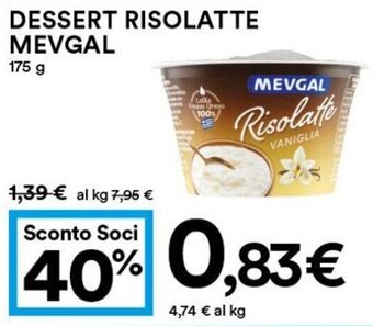 Coop Mevgal Dessert Risolatte 175 g offerta