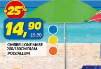 Risparmio Casa Ombrellone Mare 200/180 cm diam poly/allum offerta
