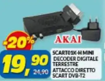Risparmio Casa Akai Scarto1K-H Mini Decoder Digitale Terrestre Attacco diretto scart DVB-T2 offerta