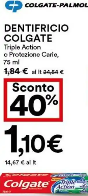 Coop Colgate Dentifricio Triple Action o Protezione Carie 75 ml offerta