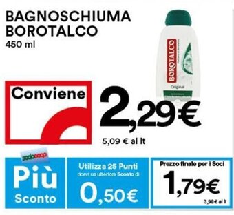 Coop Borotalco Bagnoschiuma 450 ml offerta