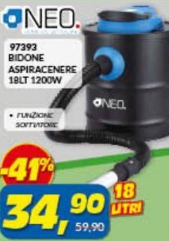 Risparmio Casa Neo 97393 Bidone Aspiracenere 18LT 1200W offerta