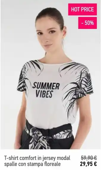 T-shirt comfort in jersey modal spalle con stampa floreale