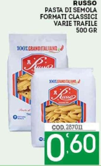 Russo Pasta di Semola Formati Classici Varie Trafile 500 gr