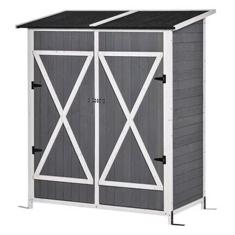Brico Bravo Casetta box da giardino porta utensili in legno con porta e tavolo grigio offerta