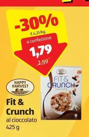 ALDI Fit & crunch al cioccolato 425g offerta