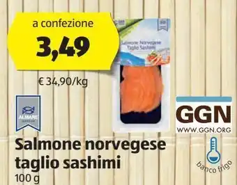 ALDI Salmone norvegese taglio sashimi 100g offerta