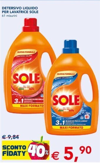 Esselunga Sole Detersivo Liquido per lavatrice 61 misurini offerta