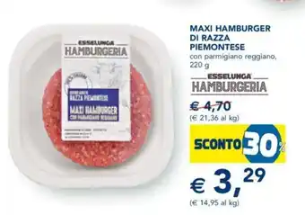 Esselunga Esselunga Maxi hamburger di razza piemontese 220 g offerta