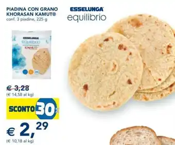 Esselunga Esselunga equilibrio Piadina con grano khorasan kamuto 3 piadine 225 g offerta