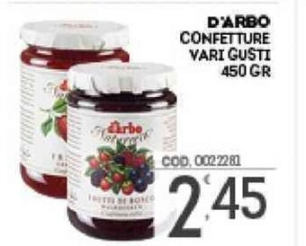 Eurocash D'Arbo Confetture Vari Gusti 450 gr offerta