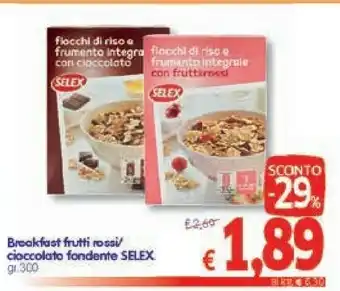 A&O Selex Breakfast Cioccolato Fondente 300 G(ml) offerta