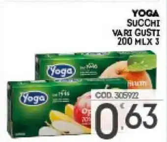 Eurocash Yoga Succhi vari tipi 200 ml x 3 offerta