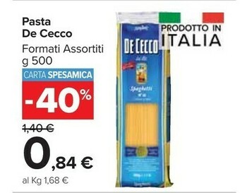 Carrefour De Cecco Pasta di semola offerta