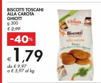 Bennet Biscotti toscani alla carota ghiott g 300 offerta
