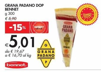 Bennet Grana padano dop bennet g 300 offerta