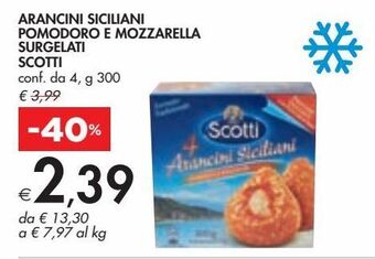 Bennet Arancini siciliani pomodoro e mozzarella surgelati scotti conf. da 4, g 300 offerta