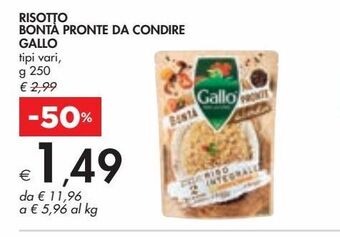 Bennet Risotto bonta pronte da condire gallo tipi vari, g 250 offerta