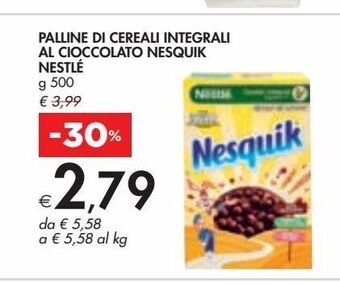 Bennet Palline di cereali integrali al cioccolato nesquik nestle g 500 offerta