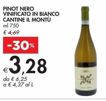 Bennet Pinot nero vinificato in bianco cantine il montu ml 750 offerta